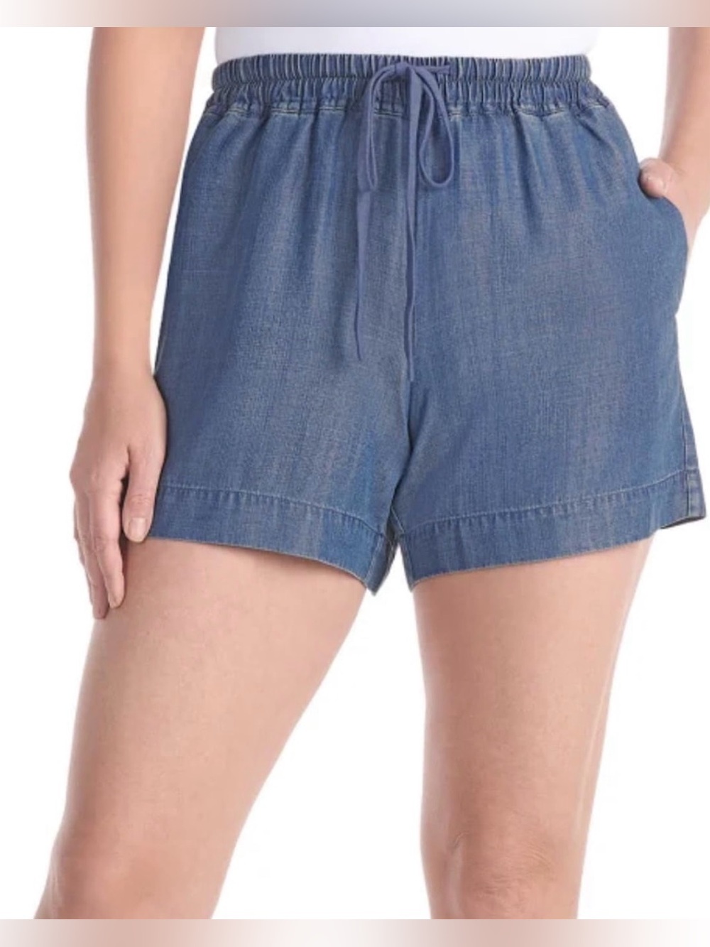 NWOT Hilary Radley Blue Elastic-Waist Denim-Style Women's Shorts size L